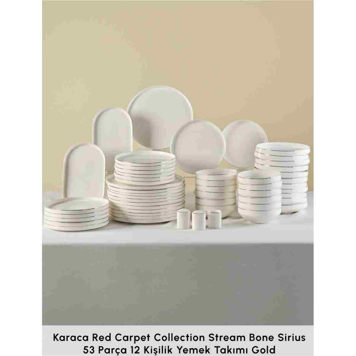 Karaca Red Carpet Collection Stream Bone Sirius 53 Parça 12 Kişilik Yemek Takımı Gold - Görsel 3