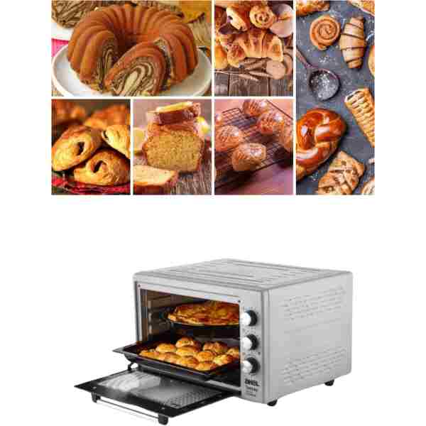 Piev Akel Termostatlı Saatli Lambalı Çok Amaçlı 38 Lt Midi Fırın Af380L Gri