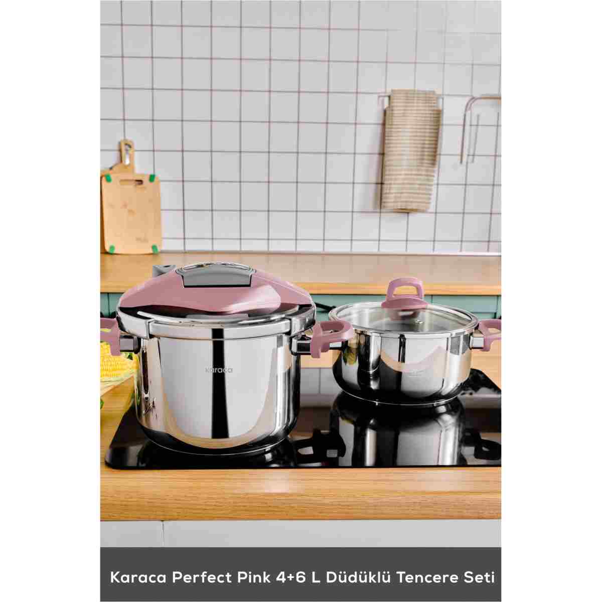 Karaca Perfect Pink Indüksiyon Tabanlı Düdüklü Tencere Seti 4 6 Lt - Görsel 3