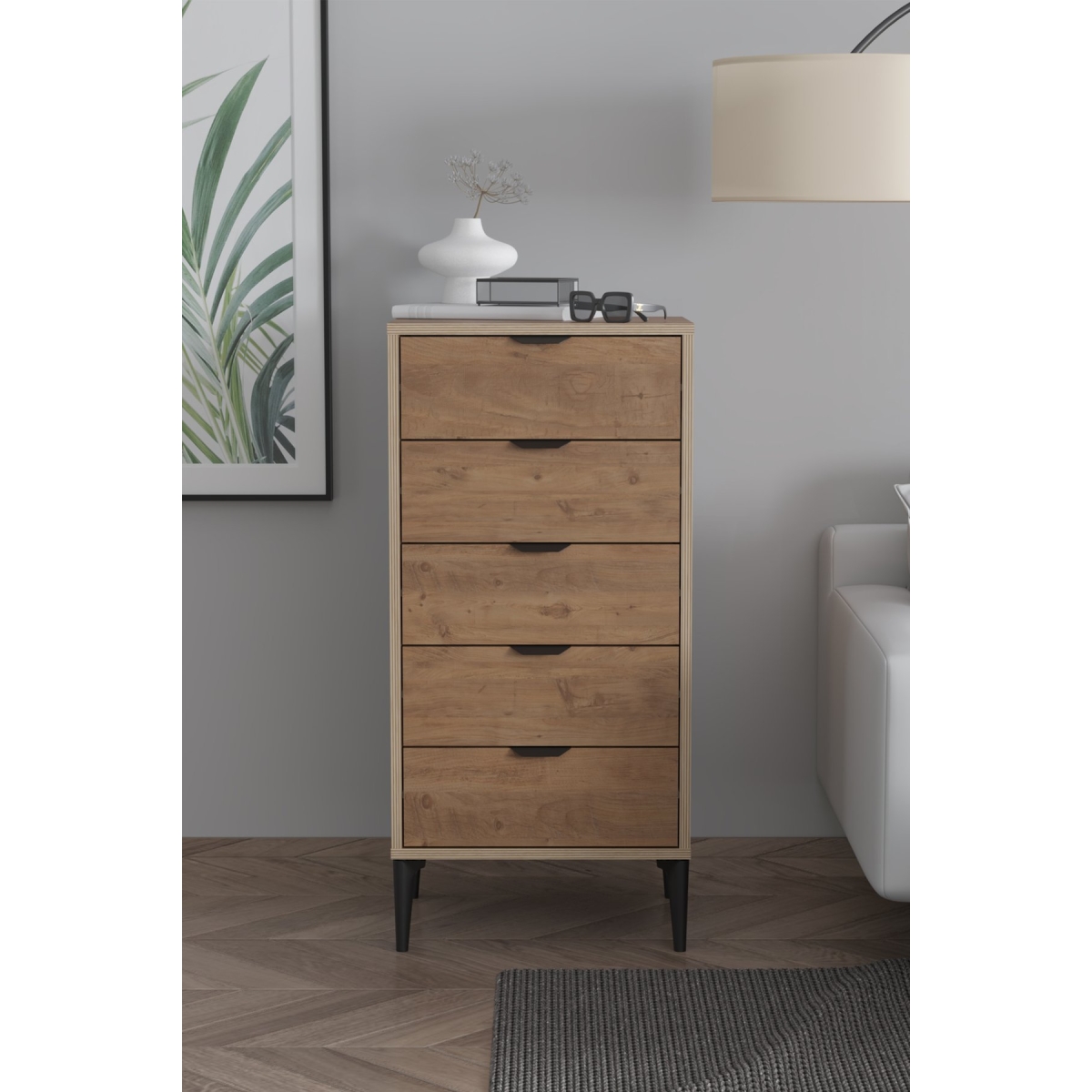 SARMOBİ Arden 5 Çekmeceli Şifonyer/Çamaşırlık 50x105x40 cm Atlas Çam – Modern Tasarım - Görsel 3