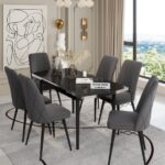 UZMHOME ORKİDE YEMEK ODASI TAKIMI 6 KİŞİLİK BAYB FACE KUMAŞLI 6 SANDALYELİ
