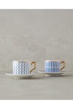 English Home Rabecca New Bone China Kahve Fincan Takımı 4 Parça 2 Kişilik Lacivert