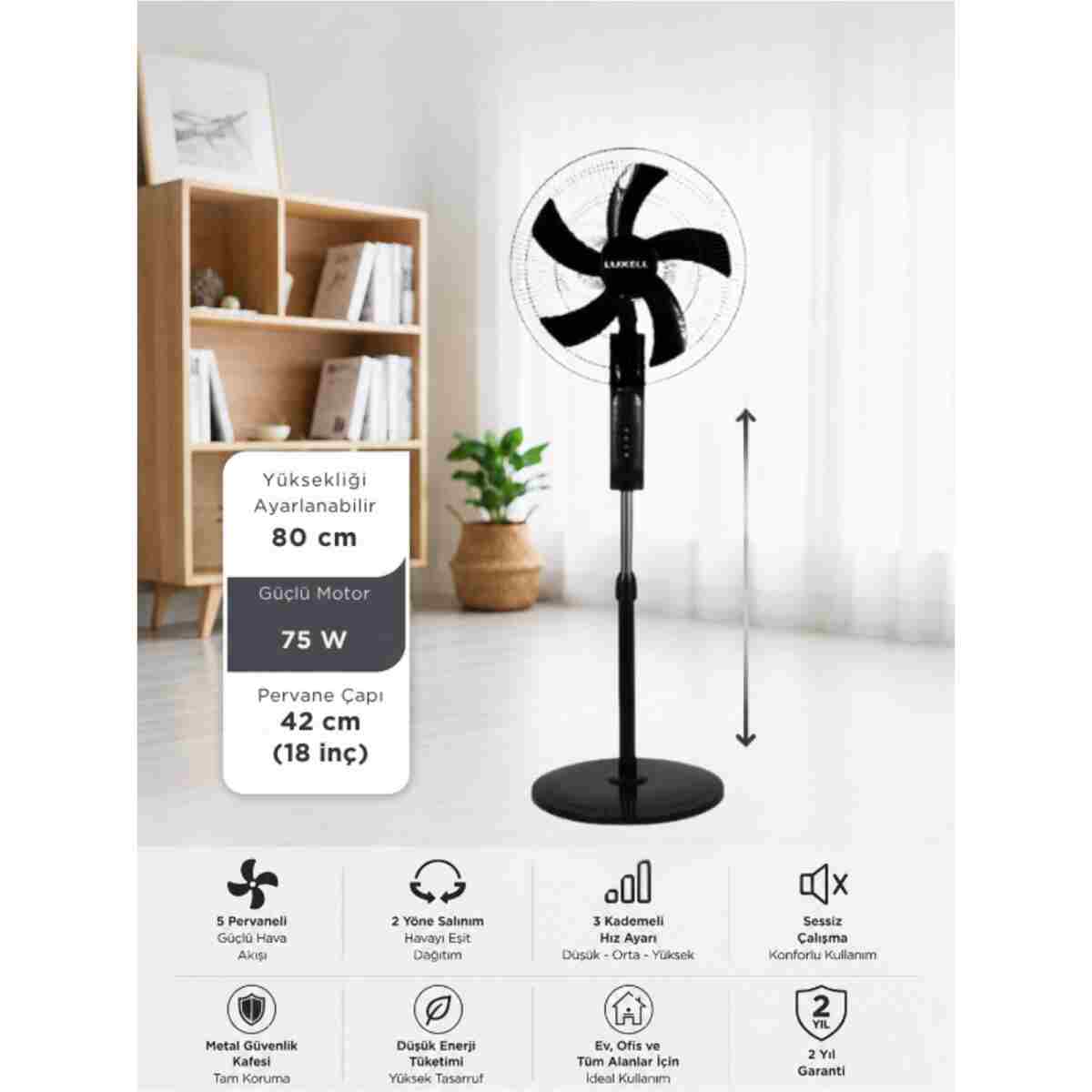 Luxell Lxf-518 S 18'' 75 Watt 5 Kanatlı Ayaklı Vantilatör - Görsel 10