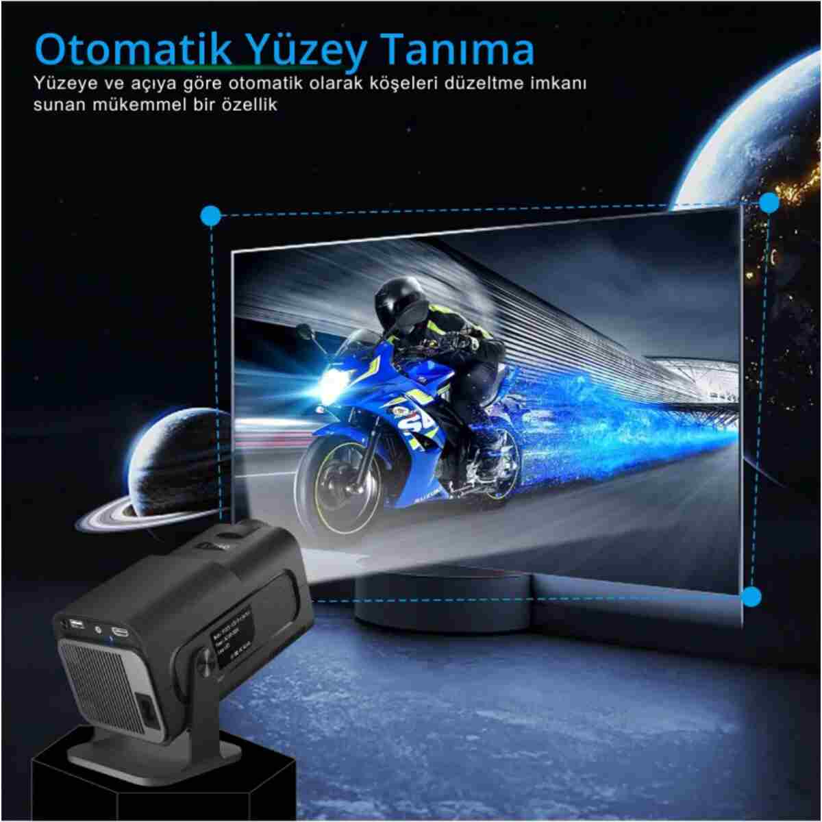 Teknodrone Vision Pro Taşınabilir Android Projeksiyon Wifi Destekli Akıllı Sinema Projektör Siyah Ultra HD - Görsel 12