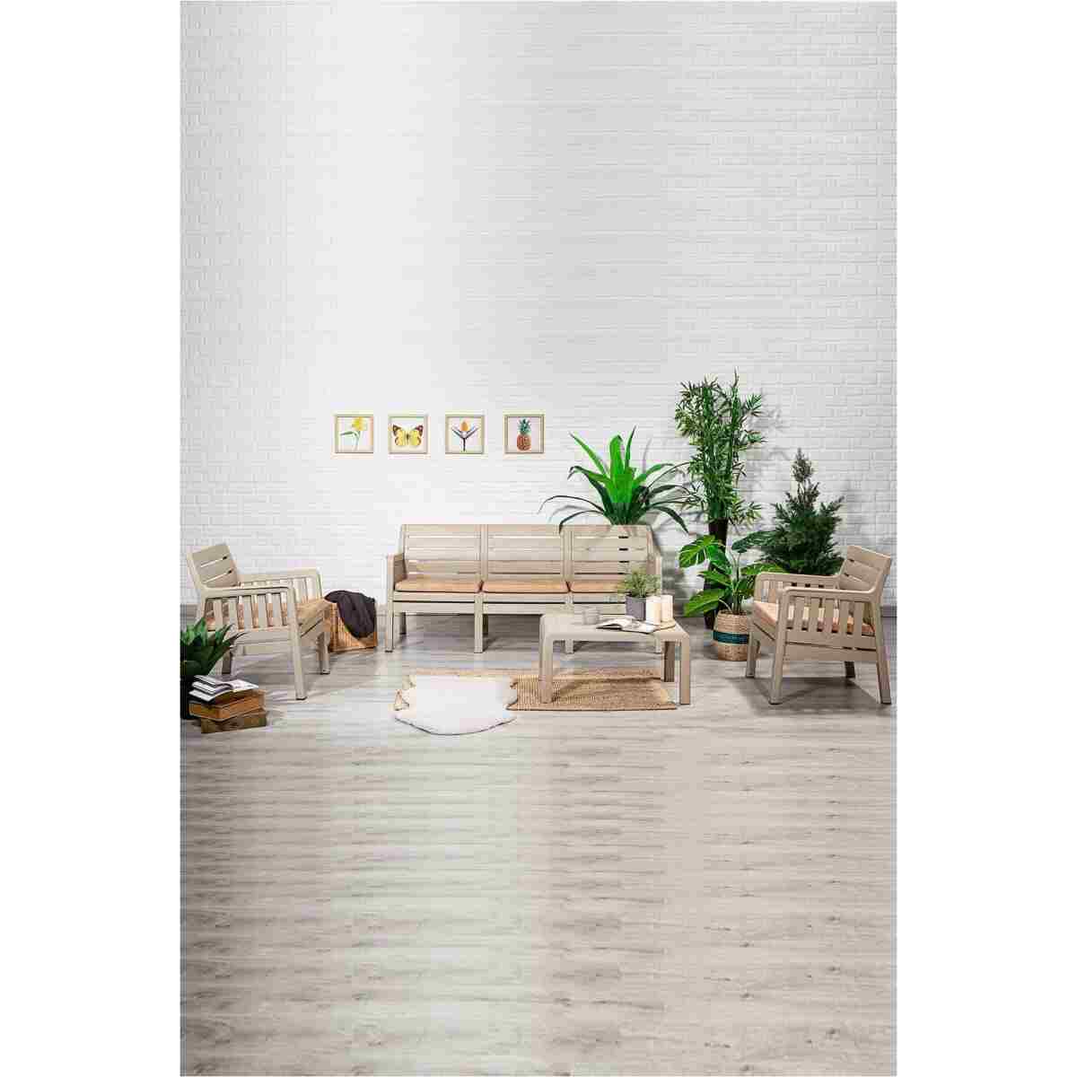 SANDALİE Lara 3 1 1 S Bahçe Takımı Balkon - Bahçe - Teras Mobilyası / Cappucino - Görsel 4