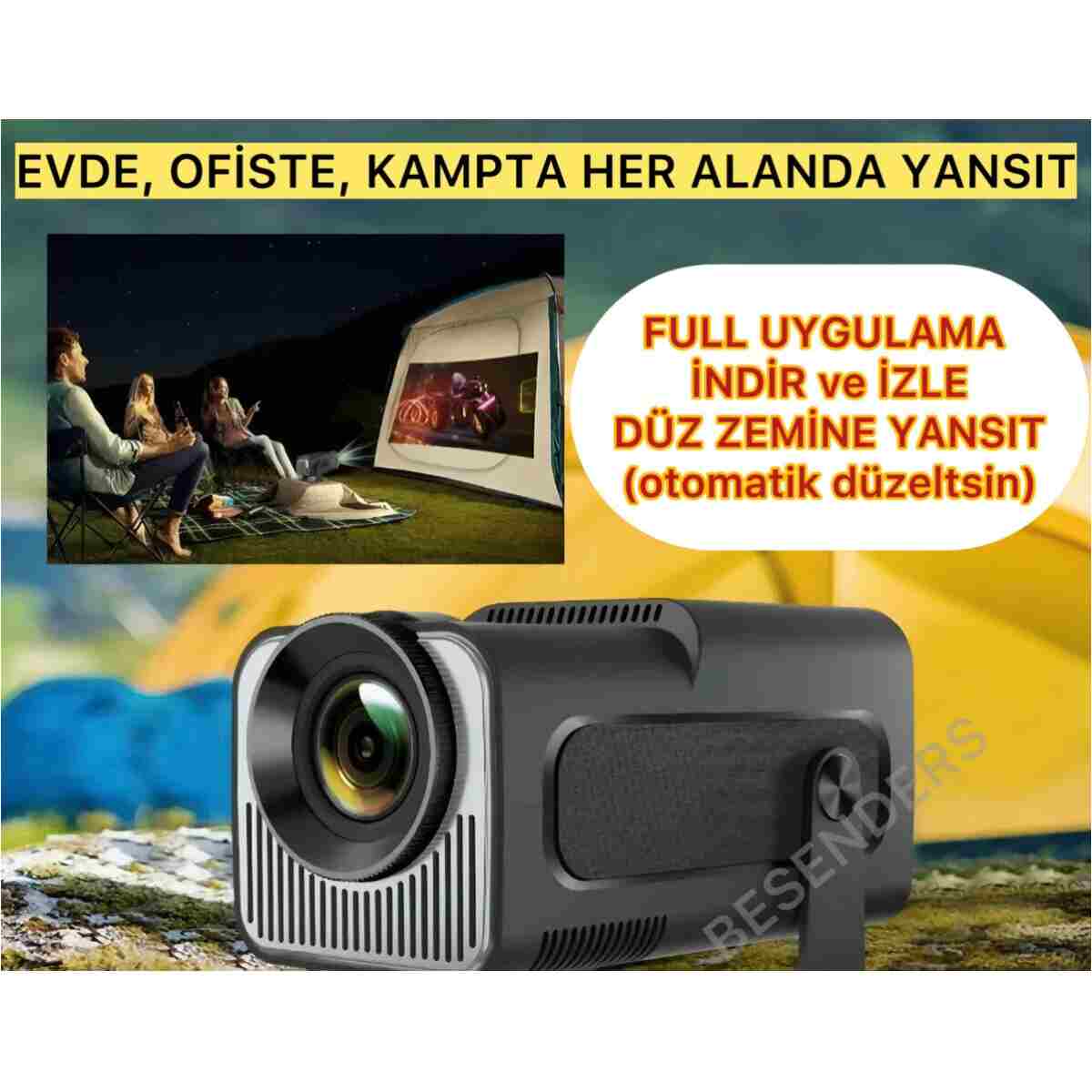 Besenders HY320 MİNİ PROMAX YeniVersiyon Taşınabilir Projeksiyon Android Wifi BT AkıllıSinemaProjektör - Görsel 3