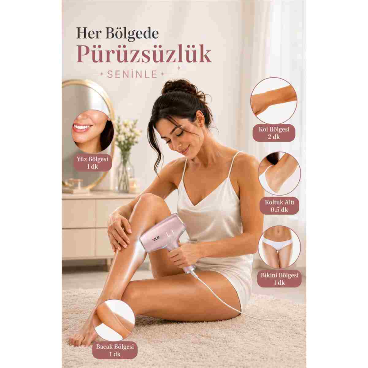 Yui Iplv15 Pro Vücut -yüz- Bikini Başlıklı Ağrısız Otomatik Ve Manuel Atım Buz Lazer Epilasyon Cihazı - Görsel 3