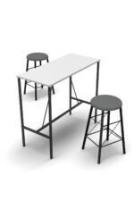 Retodesign BEYAZ YUVARLAK TABURELİ BAR TAKIMI 3656 - Görsel 5
