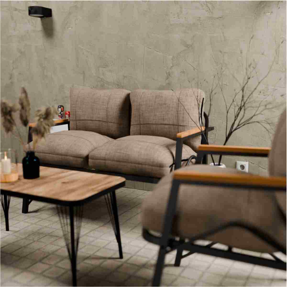 MB GARDEN FURNITURE Simetri Model, Balkon, Bahçe, Cafe, Metal Koltuk Takımı, Bahçe Takımı , Çay Seti, 2 1 1 Orta Sehpalı - Görsel 6