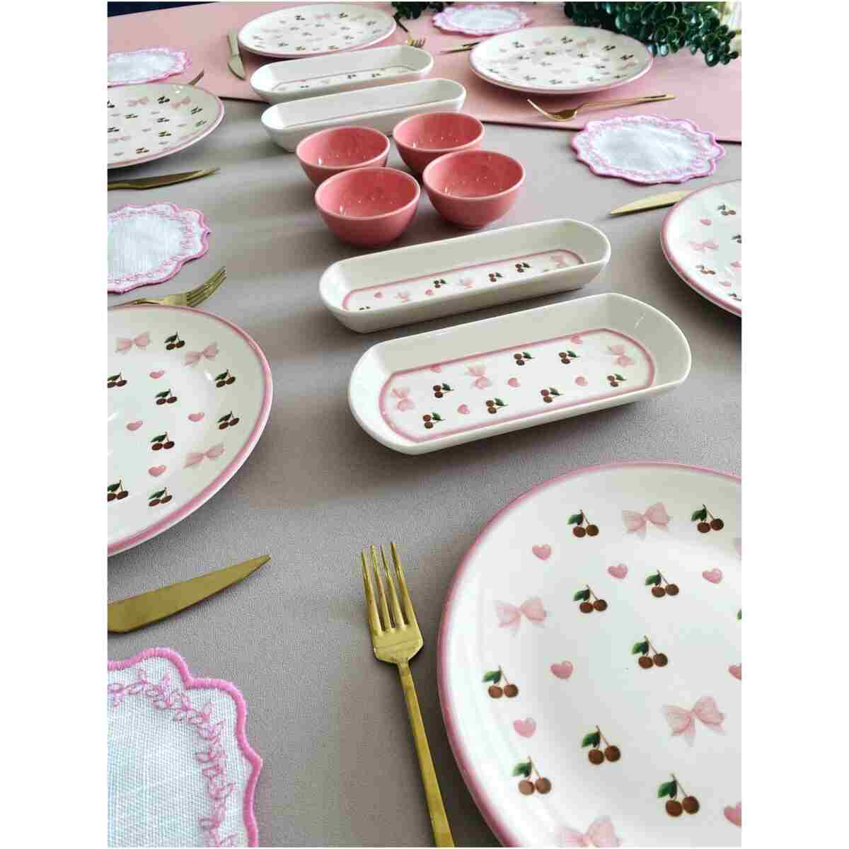 Yiğit Seramik Züccaciye Kiraz Model 6 Kişilik 14 Parça Kahvaltı Takımı - Görsel 2