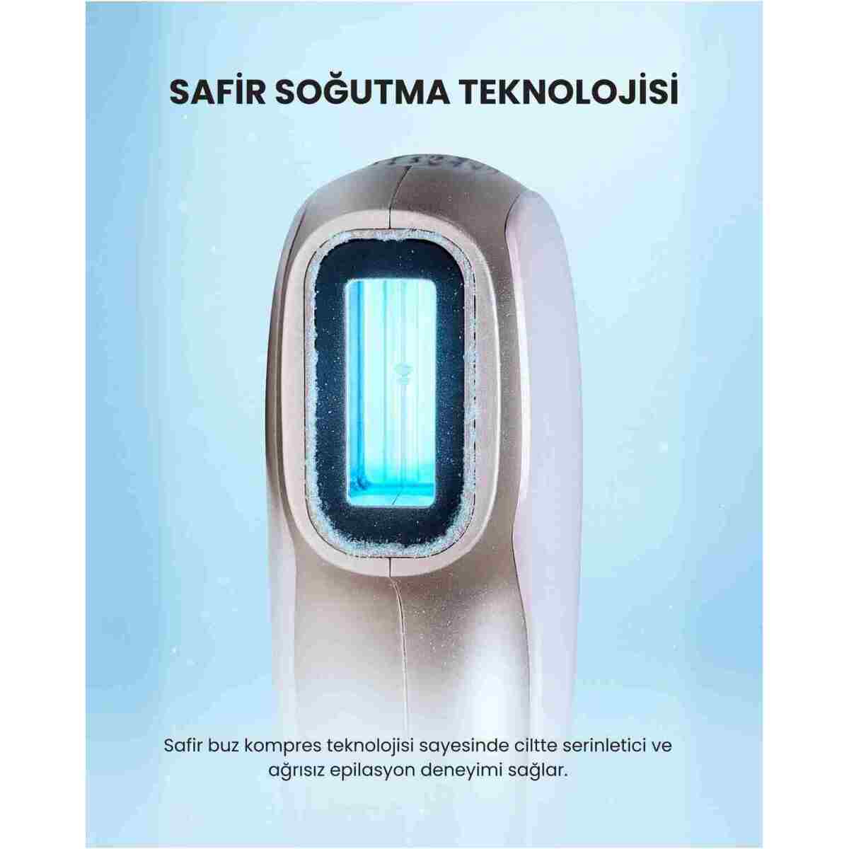 Mieco Safir Soğutma Özellikli ipl Lazer Epilasyon Aleti (Safir Cam)-Lila + Gözlük ve Çanta Hediyeli - Görsel 2