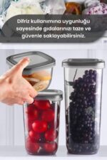 MYBOX 24'lü Set Etiketli Kare Erzak Saklama Kabı - Bakliyat Saklama Kutusu Baharatlık 8x(550-1200-1750 ML) - Görsel 8