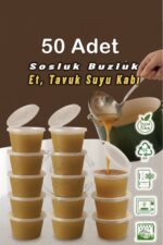 Kitchen Beauty 50 Adet Sızdırmaz 120 ml Mini Saklama Kabı Sosluk Buzluk Kabı, Et Suyu, Kemik Suyu, Sos Kabı Mutfak
