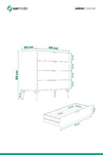 SARMOBİ Arden 4 Çekmeceli Şifonyer 90x88x40 cm Beyaz – Modern Tasarım - Görsel 5