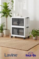 obido Fold&Go 2'Li Portatif Organizer Tekerlekli Dolap ”Beyaz” Çok Amaçlı Mıknatıs Kapaklı Katlanır - Görsel 5