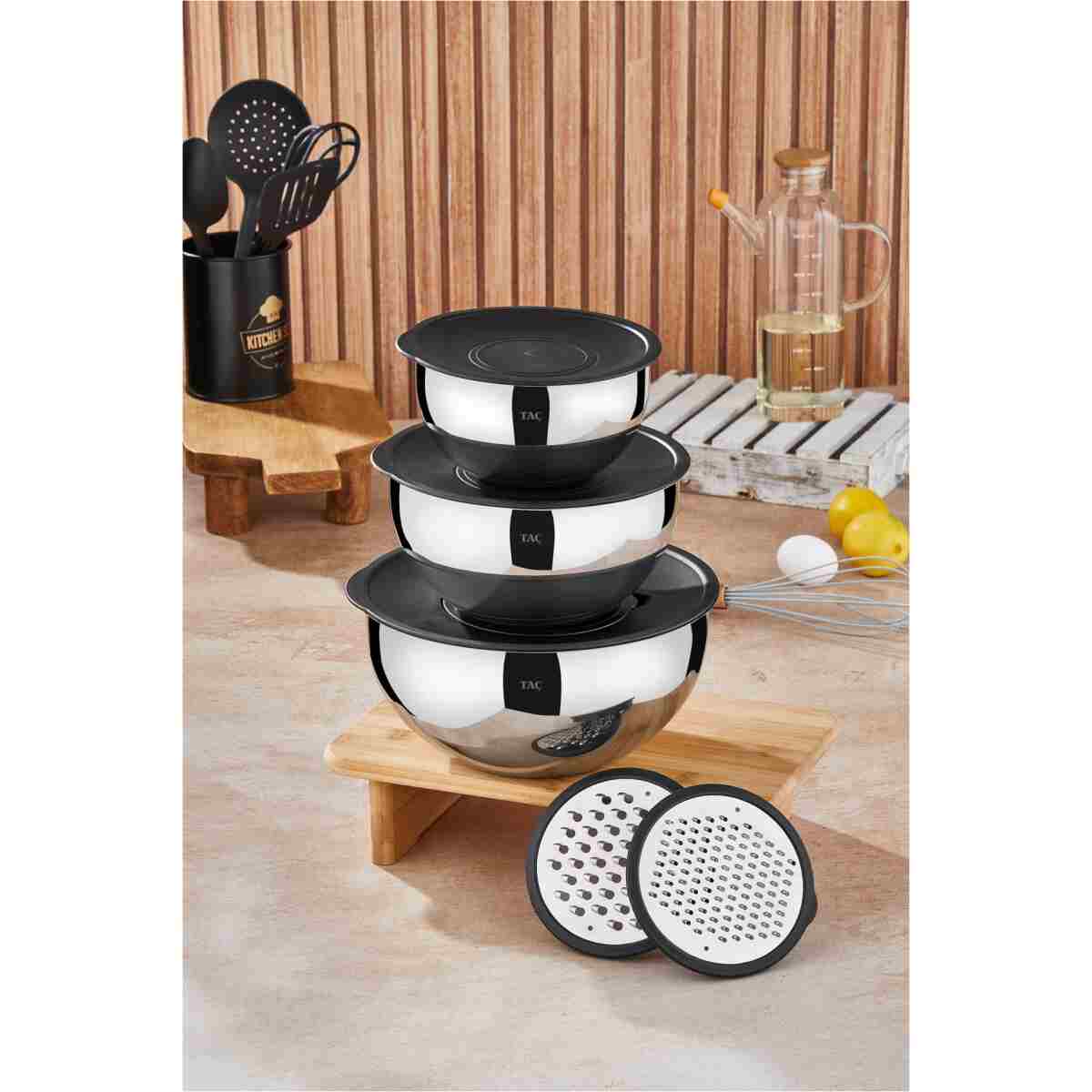 Taç MixMaster 9 Parça Rendeli Karıştırma ve Saklama Kabı (16-20-24 cm) - Görsel 9