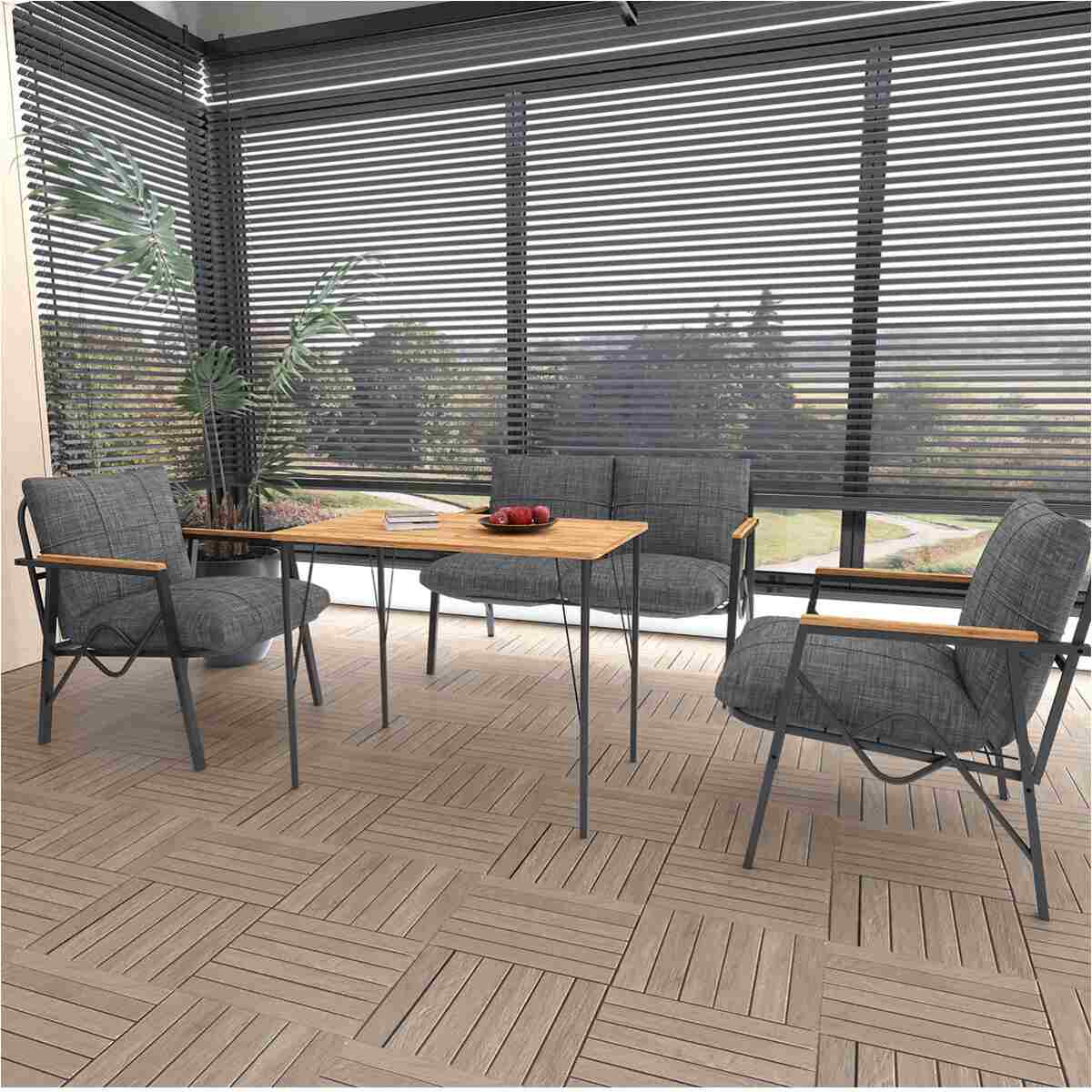 DORUK HOME Balkon, Bahçe, Cafe, Metal Koltuk Takımı, Bahçe Mobilyası, Çay Seti, Oturma Grubu 2+1+1+masa - Görsel 4