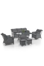Evdemo Deniz Rattan Puflu Bahçe Balkon Takımı 3+1+1 Kahve - Görsel 6