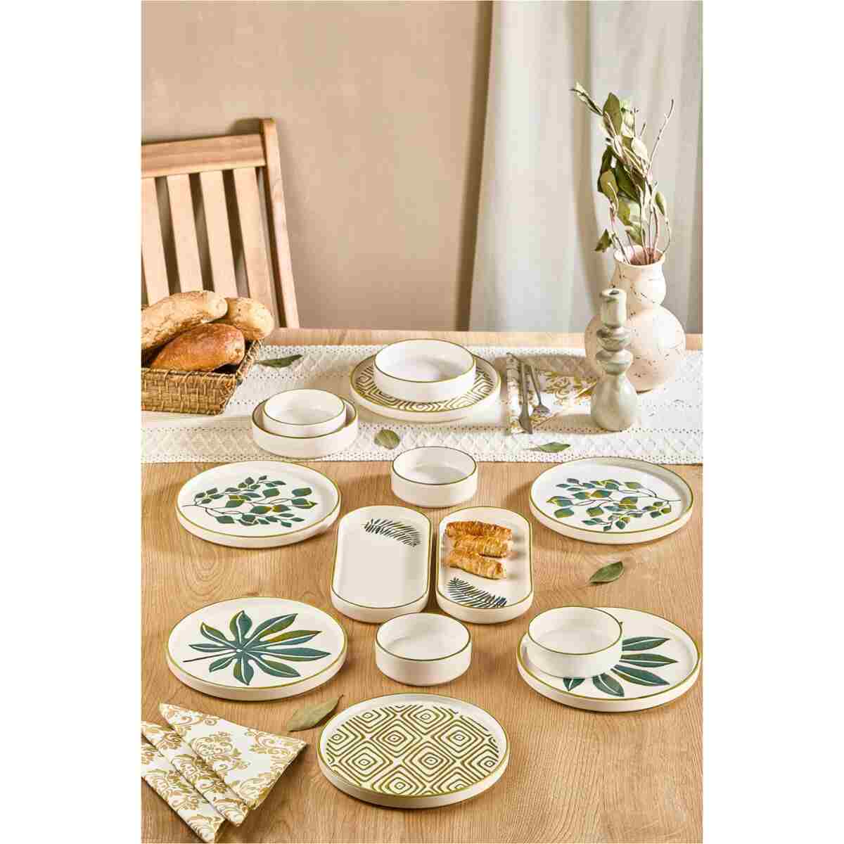 NESS HOME 14 Parça 6 Kişilik Stackable Güz Bahar Kahvaltı Takımı - Lüx Kahvaltılık Sunum Seti Tabağı - Görsel 6