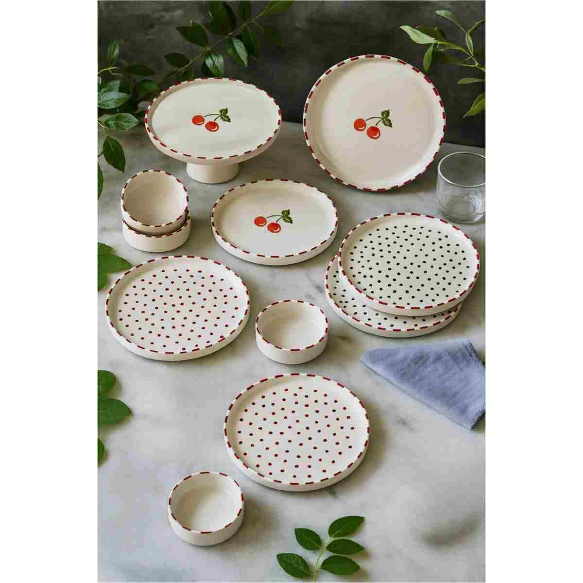 Kitchen Life 11 Parça 6 Kişilik Cherry Stackable Kahvaltı Takımı - Kirazlı Kahvaltılık Sunum Tabağı - Görsel 4