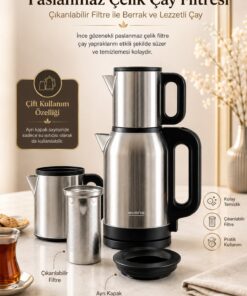 Alternative view of evona Steeltea – Premium Çelik 2 In 1 Çay Makinesi Su Isıtıcısı & Çaycı