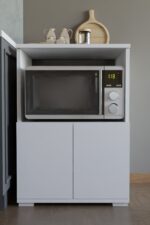 DEKOZUM MİCROCHEF Mikro Dalga Fırın Dolabı Çok Amaçlı Mutfak Dolabı Set Altı Dolap BEYAZ-ÇAM - Görsel 9