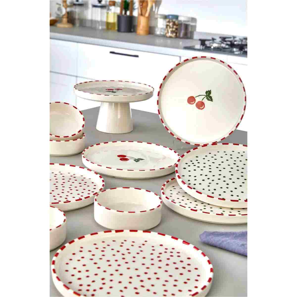 Kitchen Life 11 Parça 6 Kişilik Cherry Stackable Kahvaltı Takımı - Kirazlı Kahvaltılık Sunum Tabağı - Görsel 7