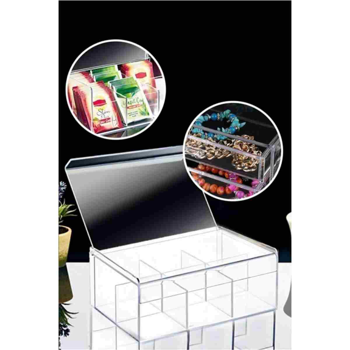 Kitchen Store Çay Kutusu 6 Bölmeli Kapaklı Poşet Bitki Çayı Saklama Kabı - Görsel 7