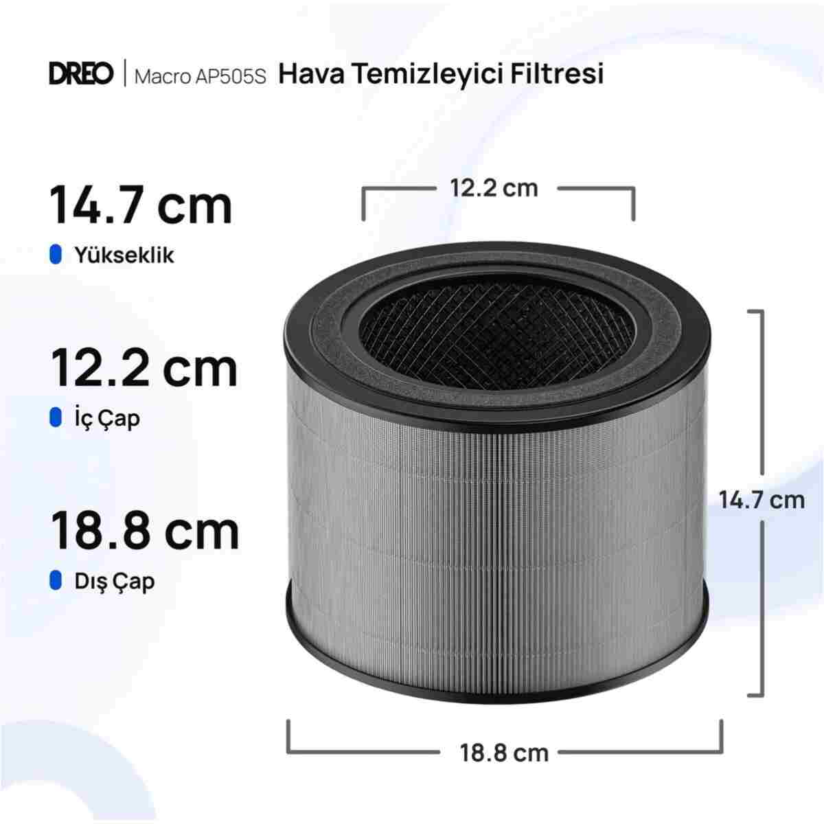 DREO Macro AP606 Uyumlu Hava Temizleyici Filtresi – True HEPA + Karbon Filtre, %99,97 Filtreleme - Görsel 7