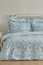 Karaca Home Daisy %100 Pamuk Çift Kişilik Nevresim Takımı Mint Mavi (PP)