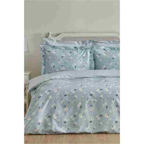 Karaca Home Daisy %100 Pamuk Çift Kişilik Nevresim Takımı Mint Mavi (PP)