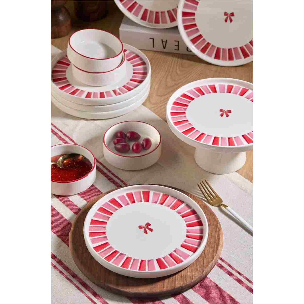 Kitchen Life Handmade 11 Parça Ribbon Ayaklı Sunum Standlı Kahvaltı Takımı - Kurdelalı Kahvaltı Takımı - Görsel 5