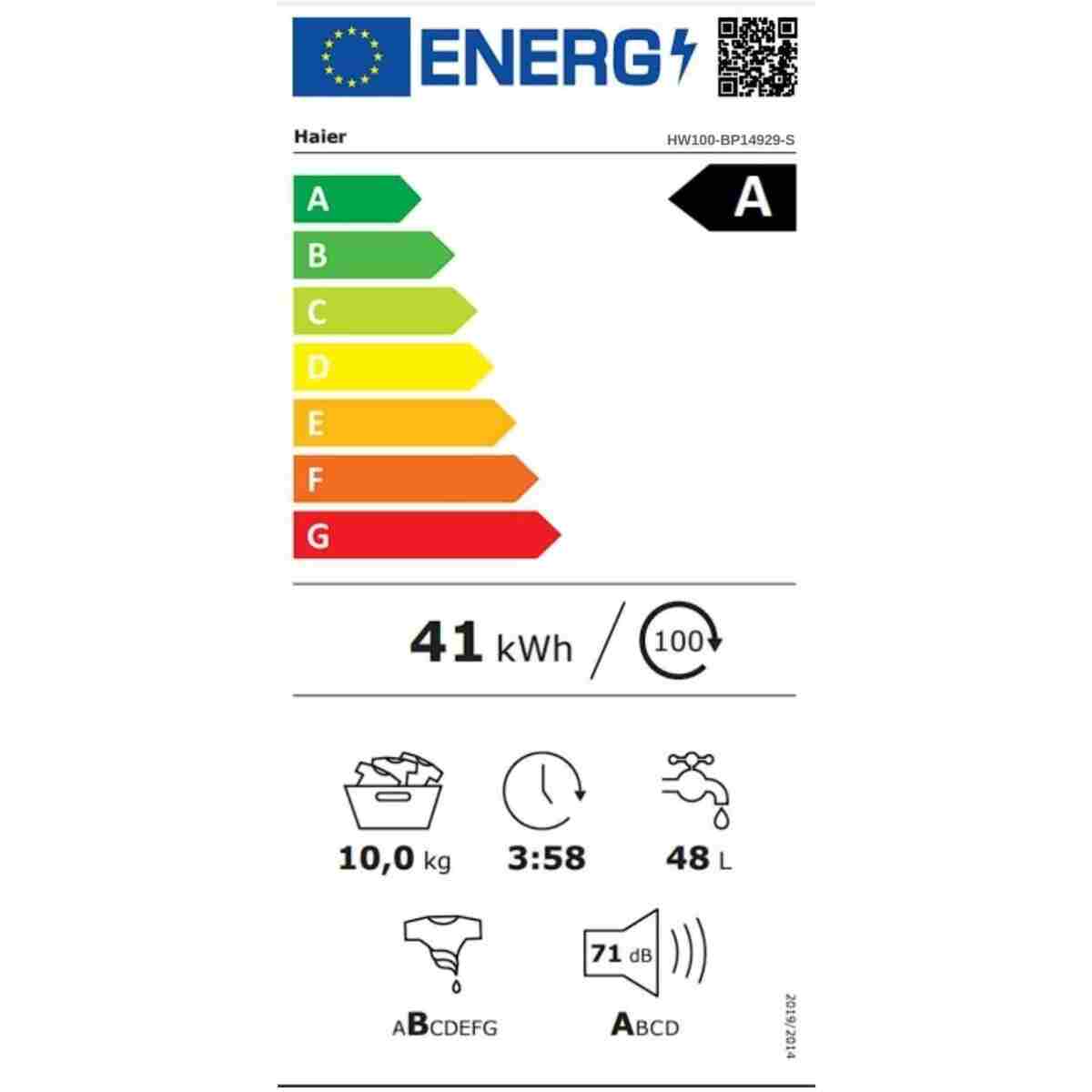 Haier 10 KG kapasite, A -%20 enerji sınıfı, 1400 devir Beyaz - Görsel 6