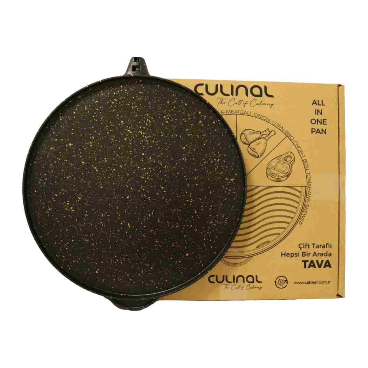 Culinal Çift Taraflı Döküm 36cm Bazlama Pizza Grill Gözleme Tavası - Görsel 4