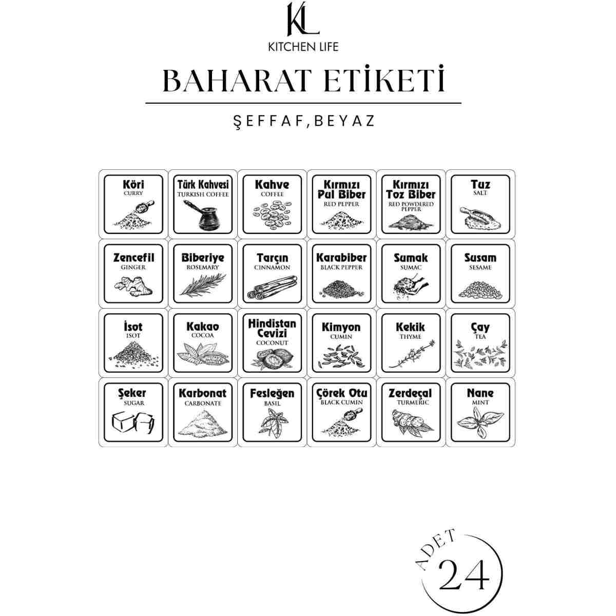 Kitchen Life 12'li Etiketli Modernity Etiketli Kare Baharatlık Takımı 400 ml - Erzak Saklama Kabı Seti - Görsel 2