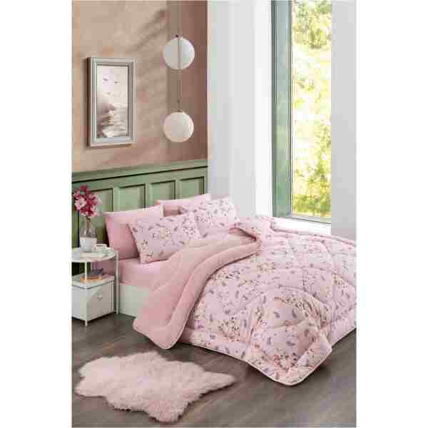 MARLA HOME Çift Kişilik Welsoft Yorgan Uyku Seti | Lastikli Çarşaflı | Bahar
