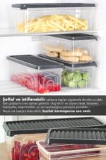 Meleni Home 4'lü Buzdolabı Düzenleyici Saklama Kabı - Derin Mikrodalga Difrize Uygun Buzluk Kabı 4x2500ml - Görsel 4