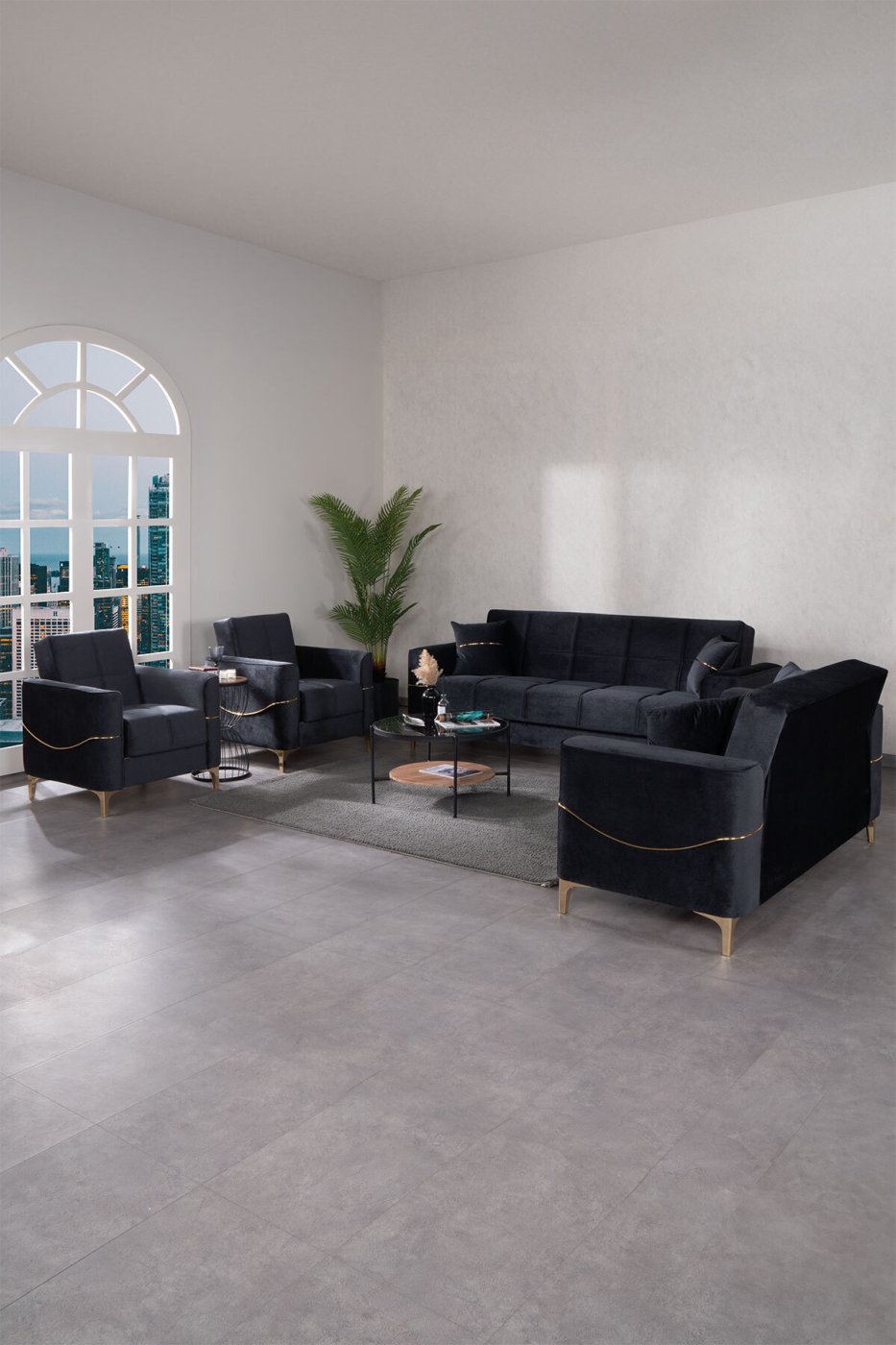 7945f1bcb333864fcb5b3d8ee7d51b8a Kilim Mobilya Vogel Koltuk Takımı 3+2+1+1 Siyah - Görsel 1