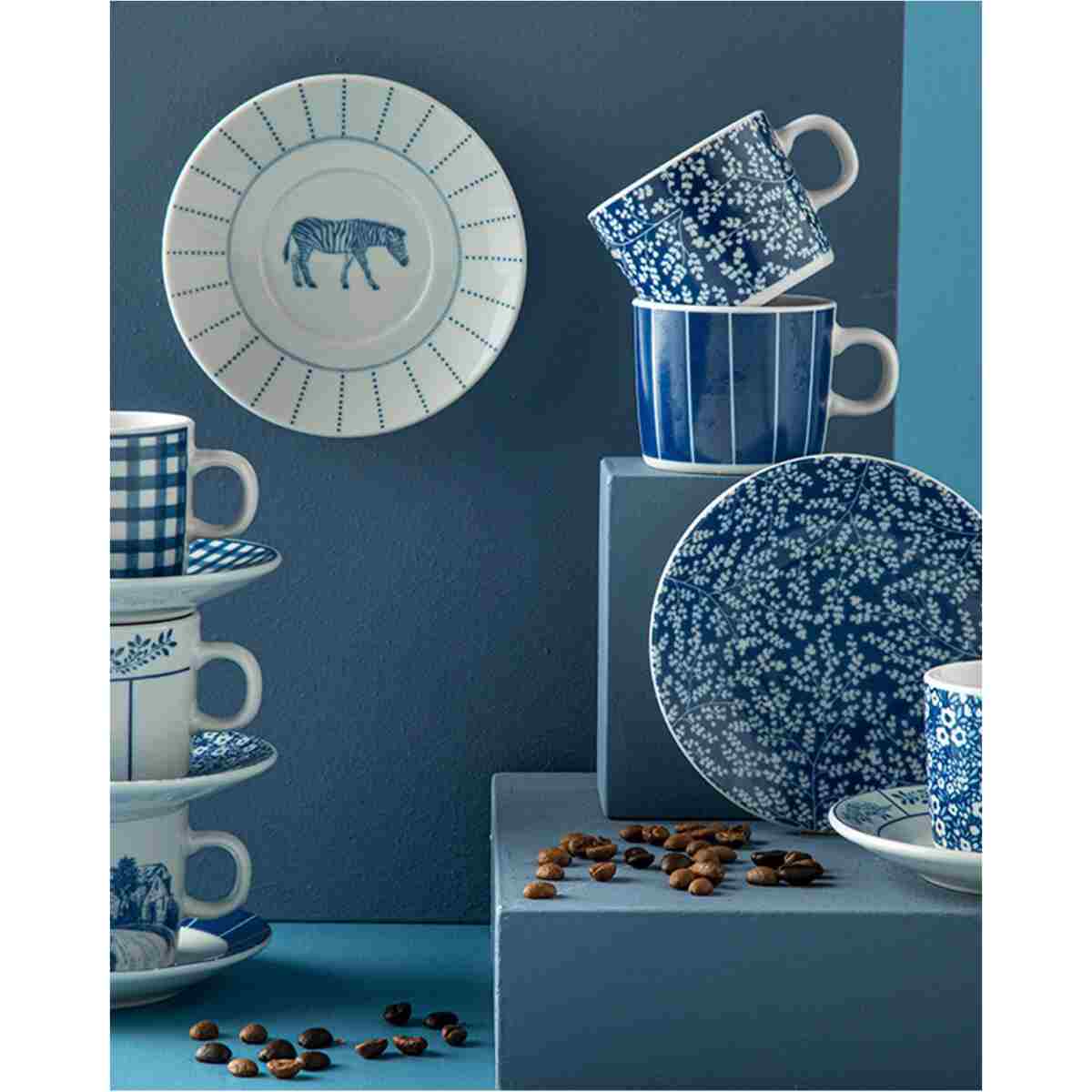 English Home Zebra Porselen 2'li Kahve Fincan Takımı 80 Ml Lacivert - Görsel 3