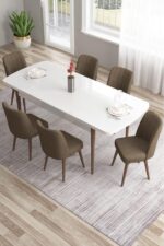 MEDA CONCEPT 80x130(KAPALI) 80x170(AÇIK) Yemek Odası Takımı Mutfak Masası Takımı Yemek Masası 6 Kişilik