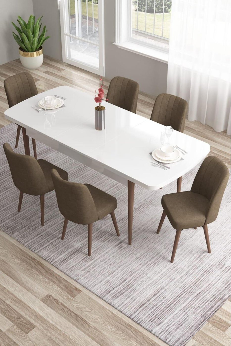 79b0250709d3ba4d664ebece7ae57f29 MEDA CONCEPT 80x130(KAPALI) 80x170(AÇIK) Yemek Odası Takımı Mutfak Masası Takımı Yemek Masası 6 Kişilik - Görsel 1