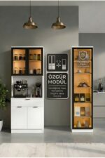Misterium Dream Premium Kahve İstasyonu - Kahve Köşesi ve Mutfak Ünitesi - Beyaz Füme Temperli Camlı LED Modül - Görsel 6