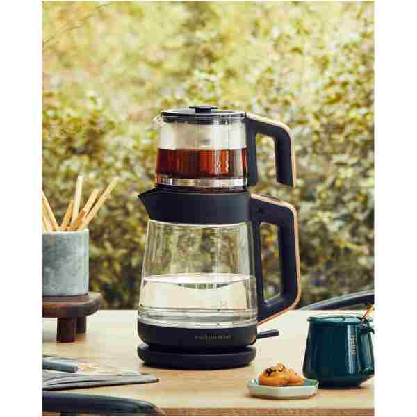 English Home CMK 6001 Cam Çay Makinesi ve Kettle Siyah-Bakır