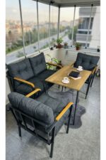 Madame Home Krem Balkon, Bahçe,Teras,Cafe - Salon - Metal Kanepe Koltuk Takımı - 2+1+1 + Masa - Görsel 2