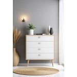 FLORADESİGN Zen Şifonyer / Çok Amaçlı Dolap/ Çekmeceli Şifonyer / Kapaklı Şifonyer / 4 Çekmeceli Şifonyer 80CM