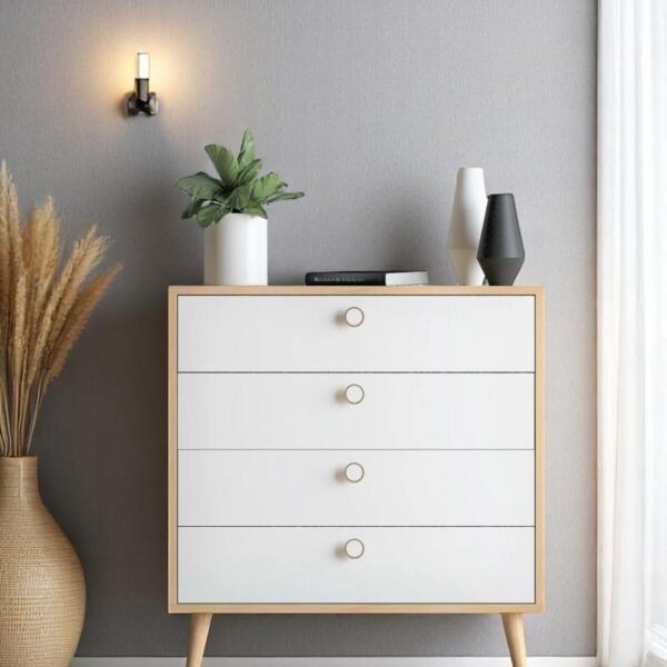 FLORADESİGN Zen Şifonyer / Çok Amaçlı Dolap/ Çekmeceli Şifonyer / Kapaklı Şifonyer / 4 Çekmeceli Şifonyer 80CM