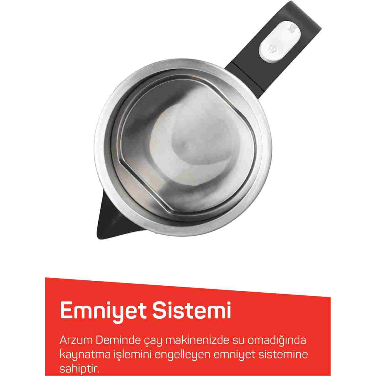 Arzum AR3129 Deminde Çay Makinesi 1800W, 1 L Demlik Kapasitesi, Inox - Görsel 4