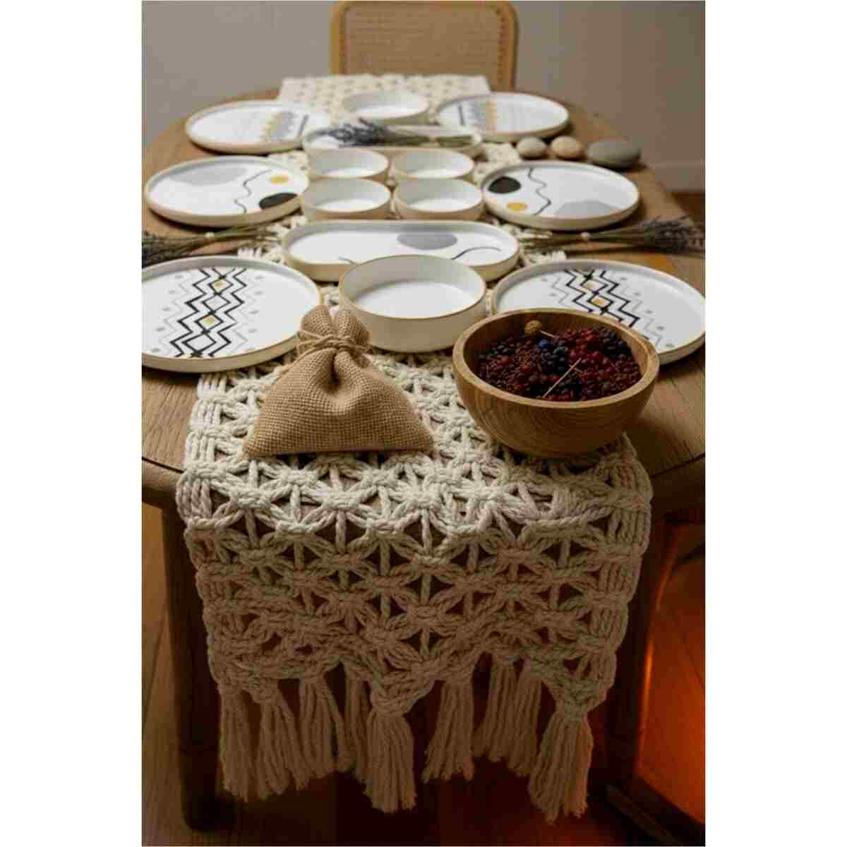 NESS HOME 14 Parça 6 Kişilik Axial Stackable Kahvaltı Takımı - Lüx Kahvaltılık Sunum Seti Tabağı - Görsel 7