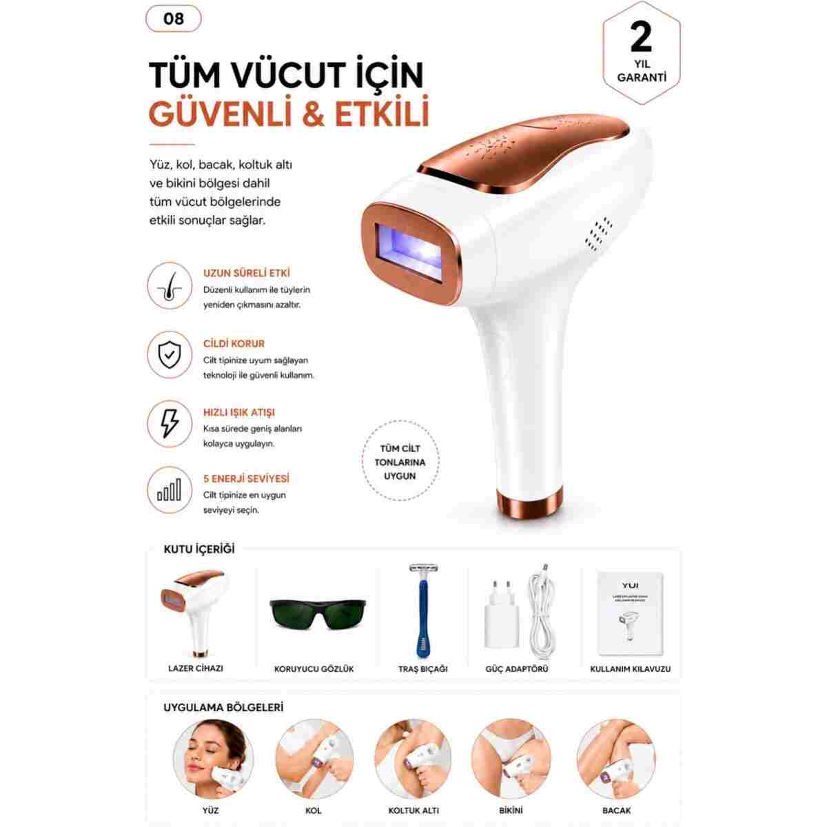 Yui IPLV16 Pro Ağrısız Otomatik Ve Manuel Atım Buz Lazer Epilasyon Cihazı - Görsel 2