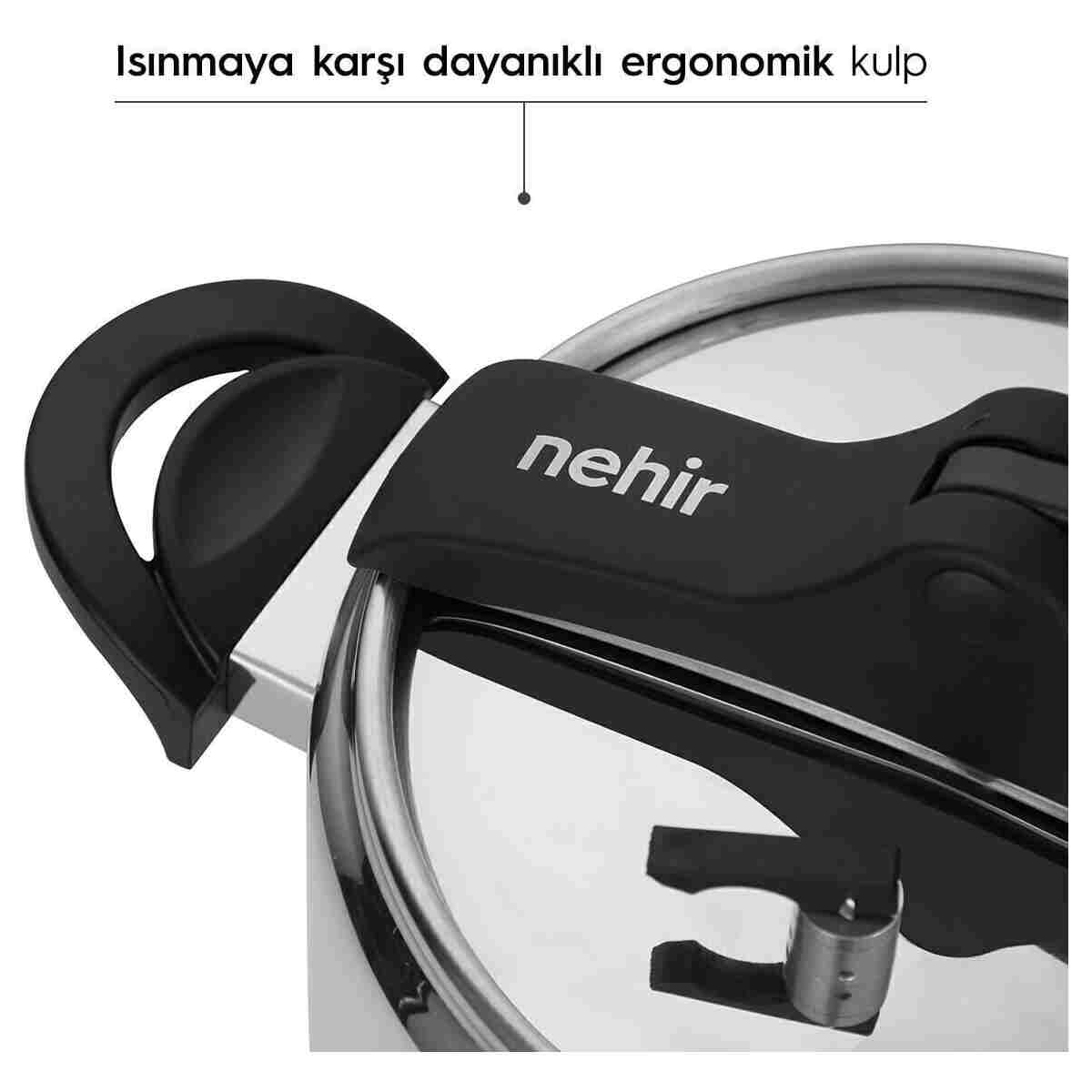 Nehir Silver Trend Paslanmaz Çelik 6 Litre Düdüklü Tencere - Görsel 3